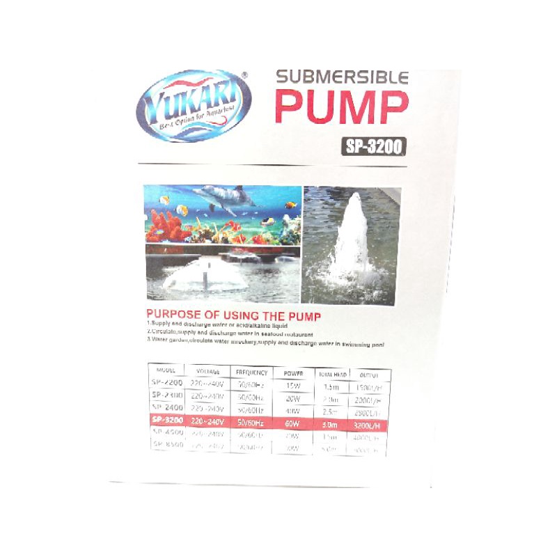Pompa aquarium kolam YUKARI SP 3200 Submersible pump