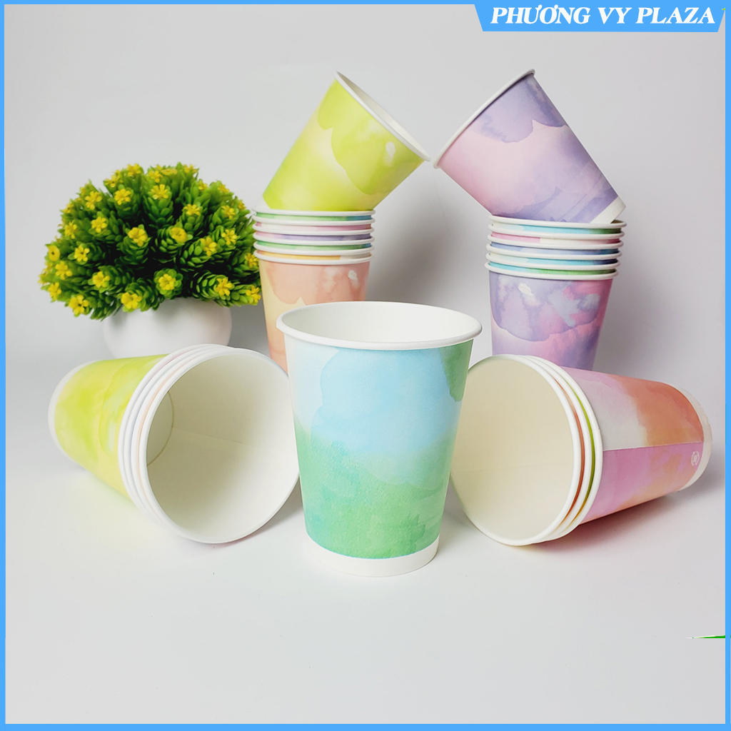 Set 50 chiếc cốc giấy cầu vồng 270ml siêu đẹp 9oz