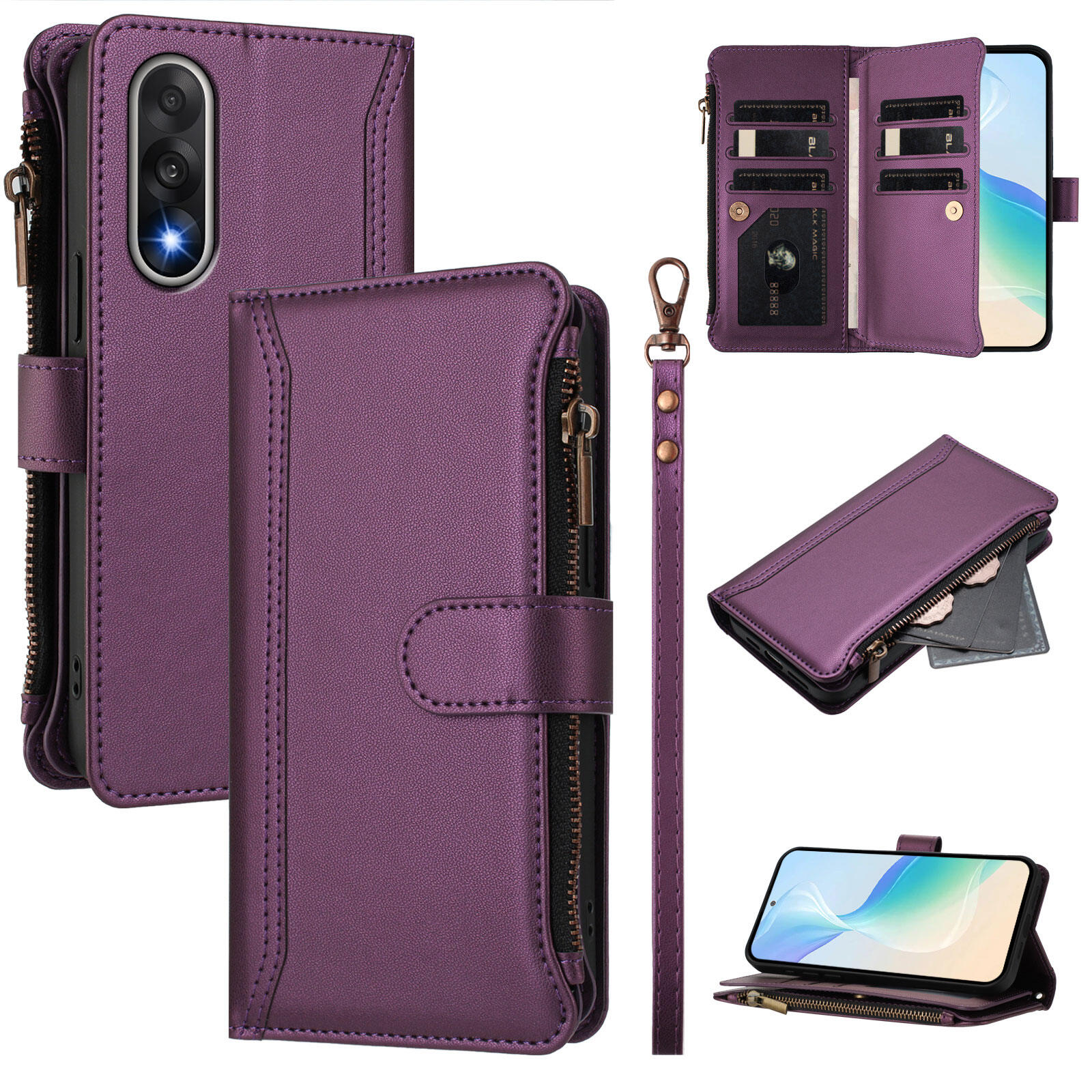 lthmy for OnePlus Ace 5 Racing /OnePlus Nord CE5 Case Zipper Wallet Leather Flip Case with Card Holder Stand Phone Case.