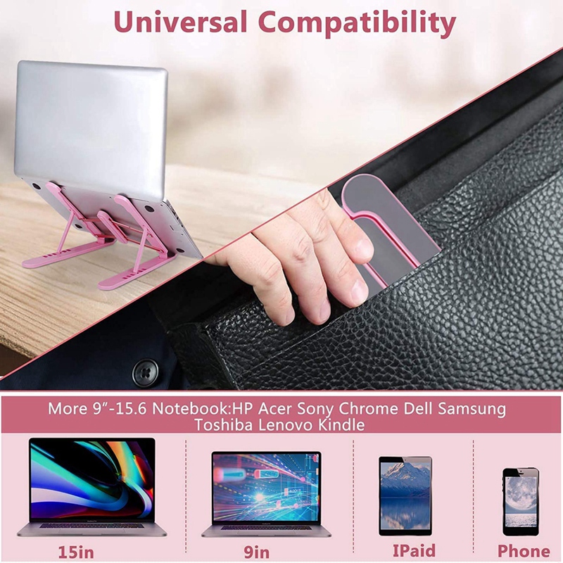 Pink Laptop Riser 【I was hyLed uL】Portable Laptop Riser, Laptop Stand for Desk, 6 Angles ...