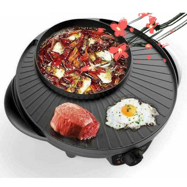 Nồi mini đa năng Nồi Lẩu Nướng Đa Năng Mini 2in1 Cắm Điện Nhỏ Xinh Tiện Lợi Màu Hồng Cute