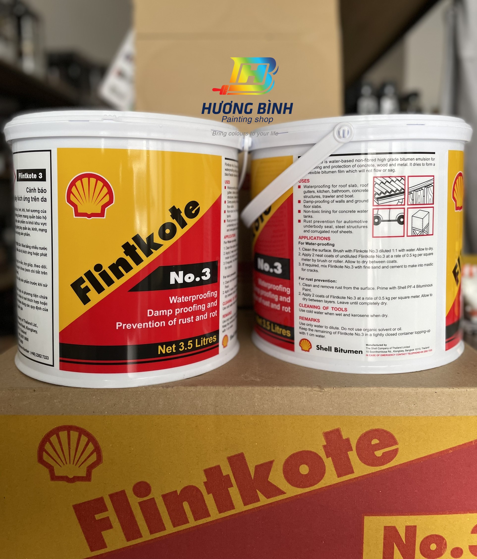 [Thùng 3,5L] Sơn chống thấm gốc Bitum Flintkote No.3 (màu đen)