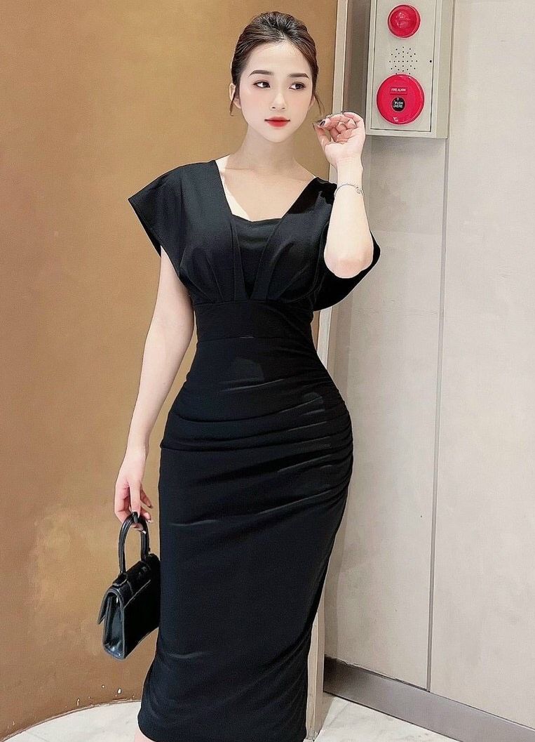Đầm nữ body có mút ngực kiểu đầm dự tiệc sang trọng thanh lịch ba màu đầm trắng, đỏ, đen thời trang thiết kế LANCHI