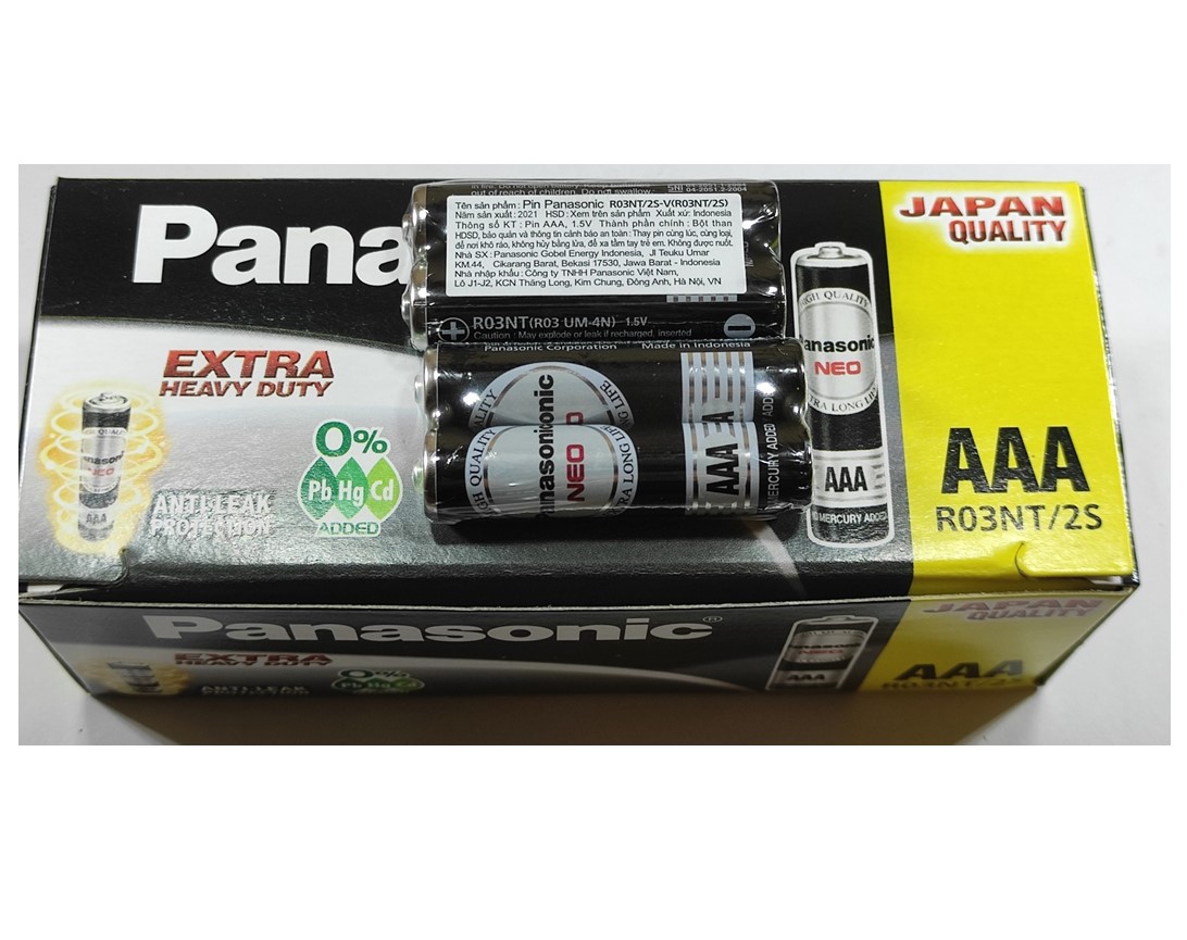 Pin Chính Hãng - 2 Vỉ (4 Viên) Pin Panasonic Pin AAA / 3A đen R03NT/2S