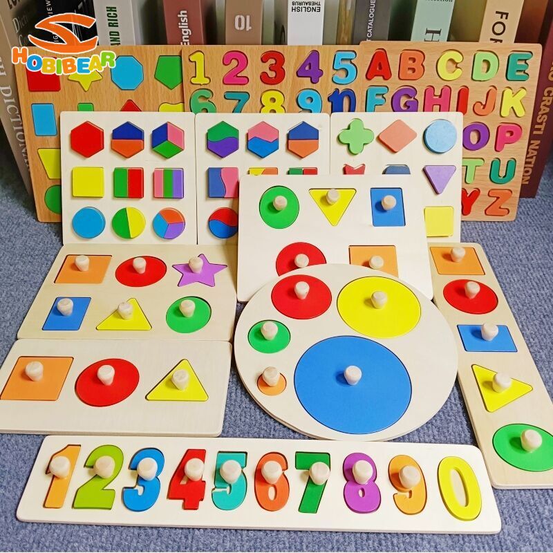 HOBIBEAR hình học bảng điều khiển trí tuệ trò chơi ghép hình câu đố dạng tròn phù hợp với nhận thức giáo dục sớm Đồ chơi trẻ em