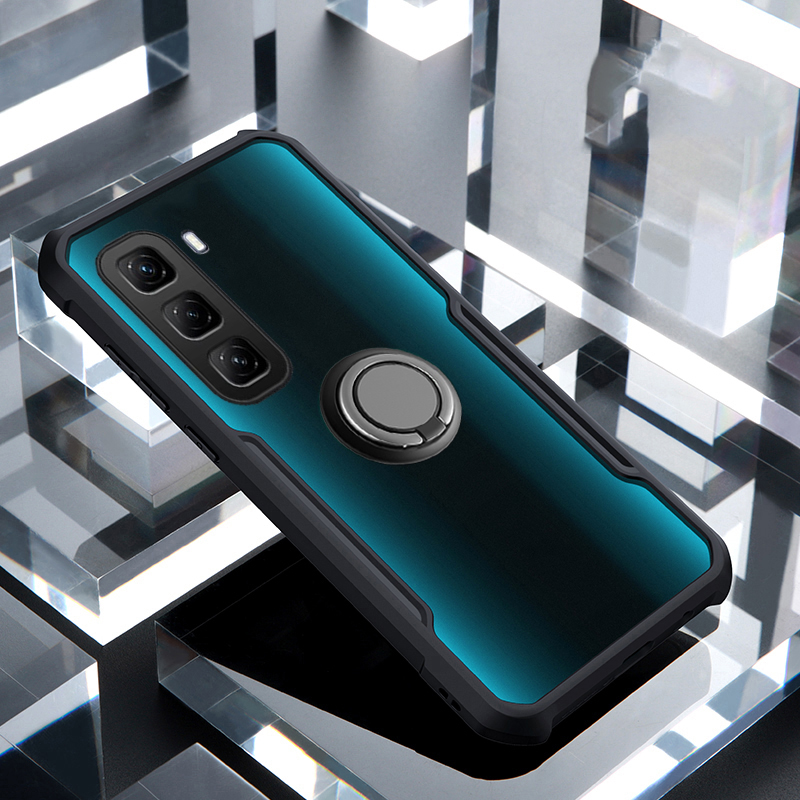 For infinix Hot 50 Pro Plus Case Hard Clear Transparent Shockproof Armor Car Adsorb Holder Ring For infinix Hot 50 Pro + Back cover Phone Cases.