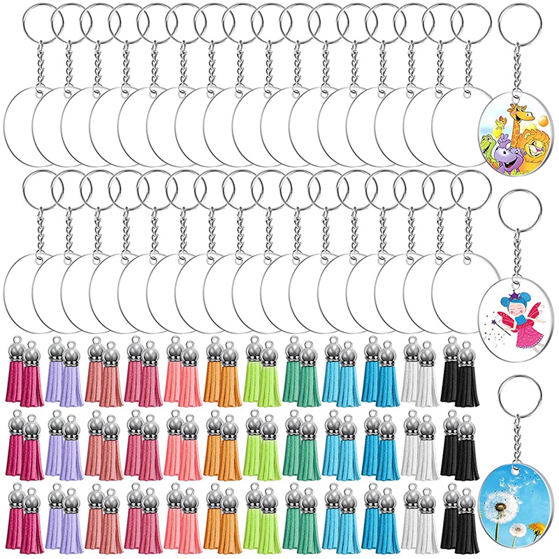 Acrylic Keychain Blanks 2.5, 20 Set Clear Key Chain with Open Jump Ring