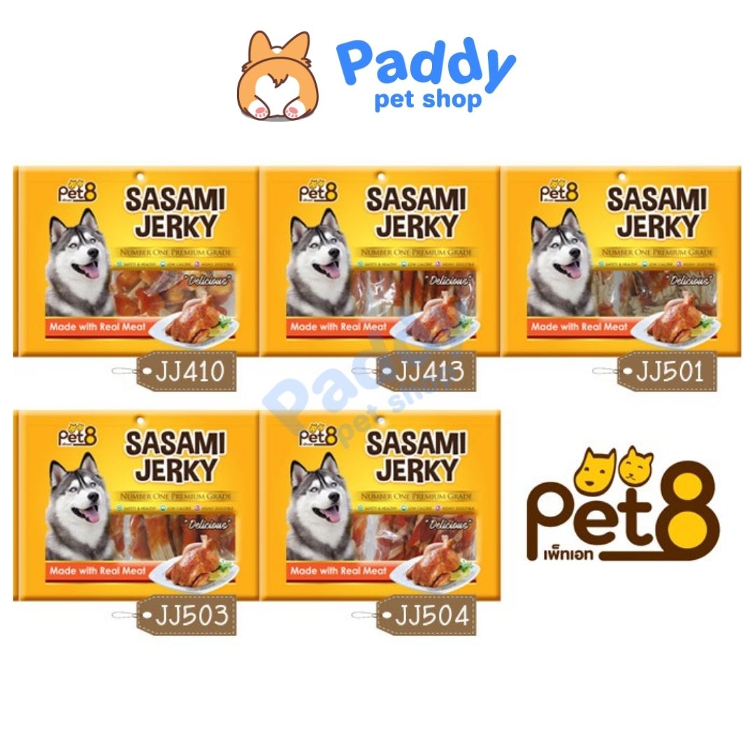 Gà Sấy Pet8 Sasami Jerky Snack Cho Chó - Túi lớn 350g (Nhập khẩu Thái Lan) thumbnail