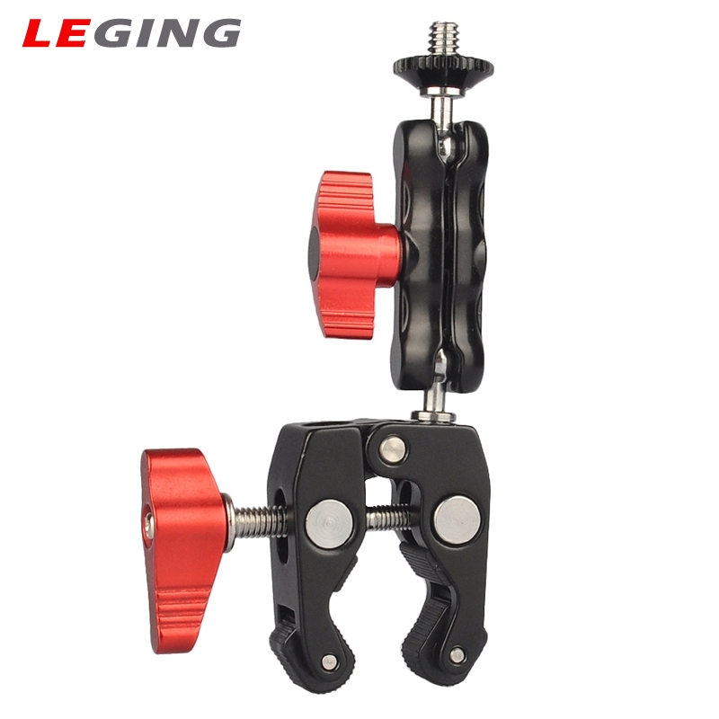 Multi-Function Ball Head Clamp Ball Mount Clamp ic Arm Super with 1/4inch-20 Thread for Camera Cage Rig Monitor