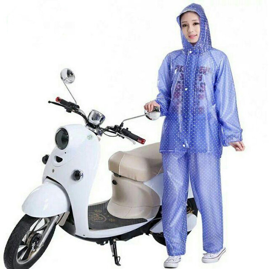 Bộ áo mưa chấm bi (Gồm áo và quần) siêu dai Nam Nữ MS70038