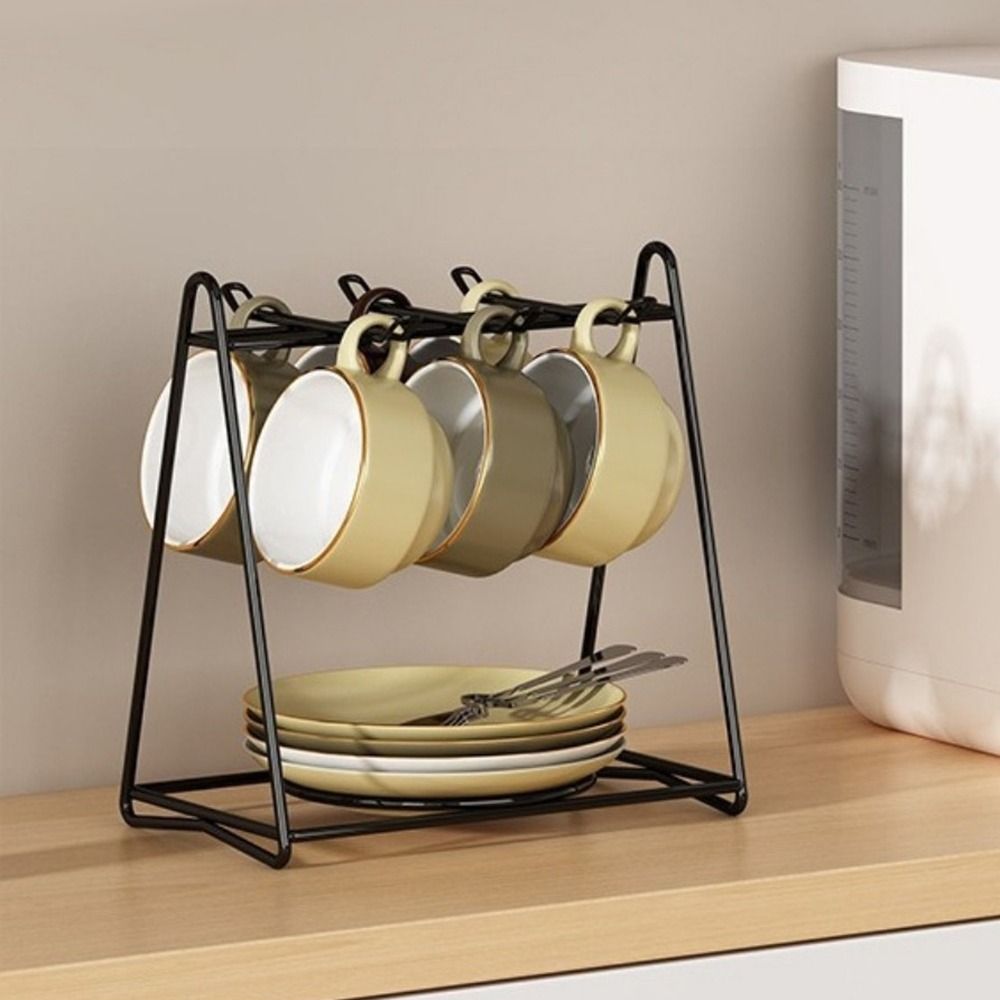 Sturdy Vertical Coffee Cup Rack 6 Cups Vertical Cup Plate Rack Hanging ...