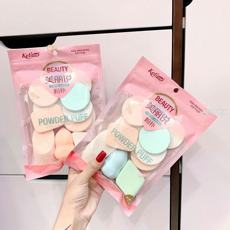Set bông phấn Keli 13 miếng