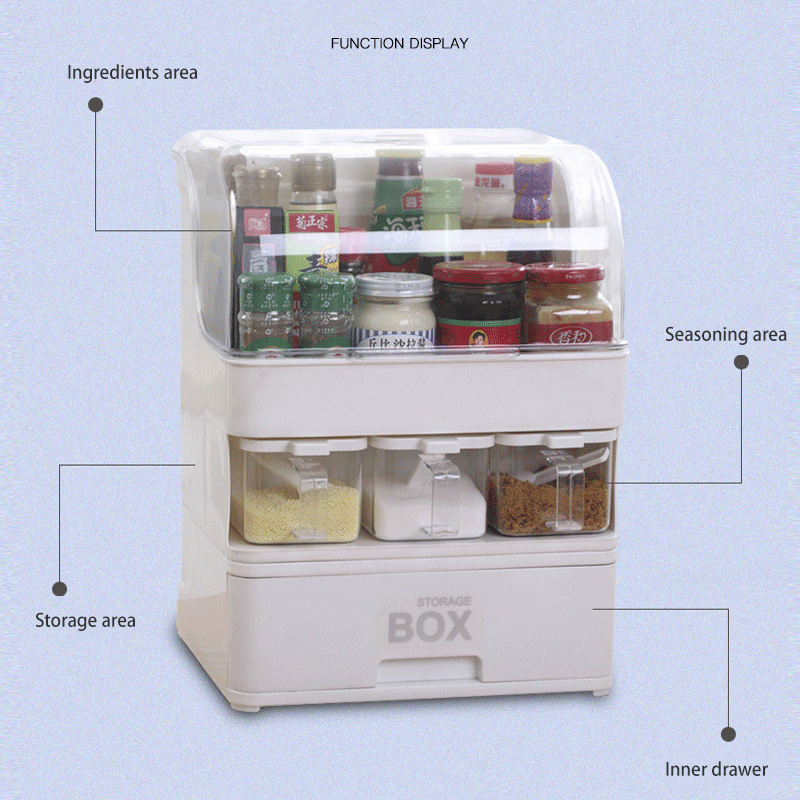 Kitchen multifunctional seasoning storage box integrated shelf home seasoning box combination set