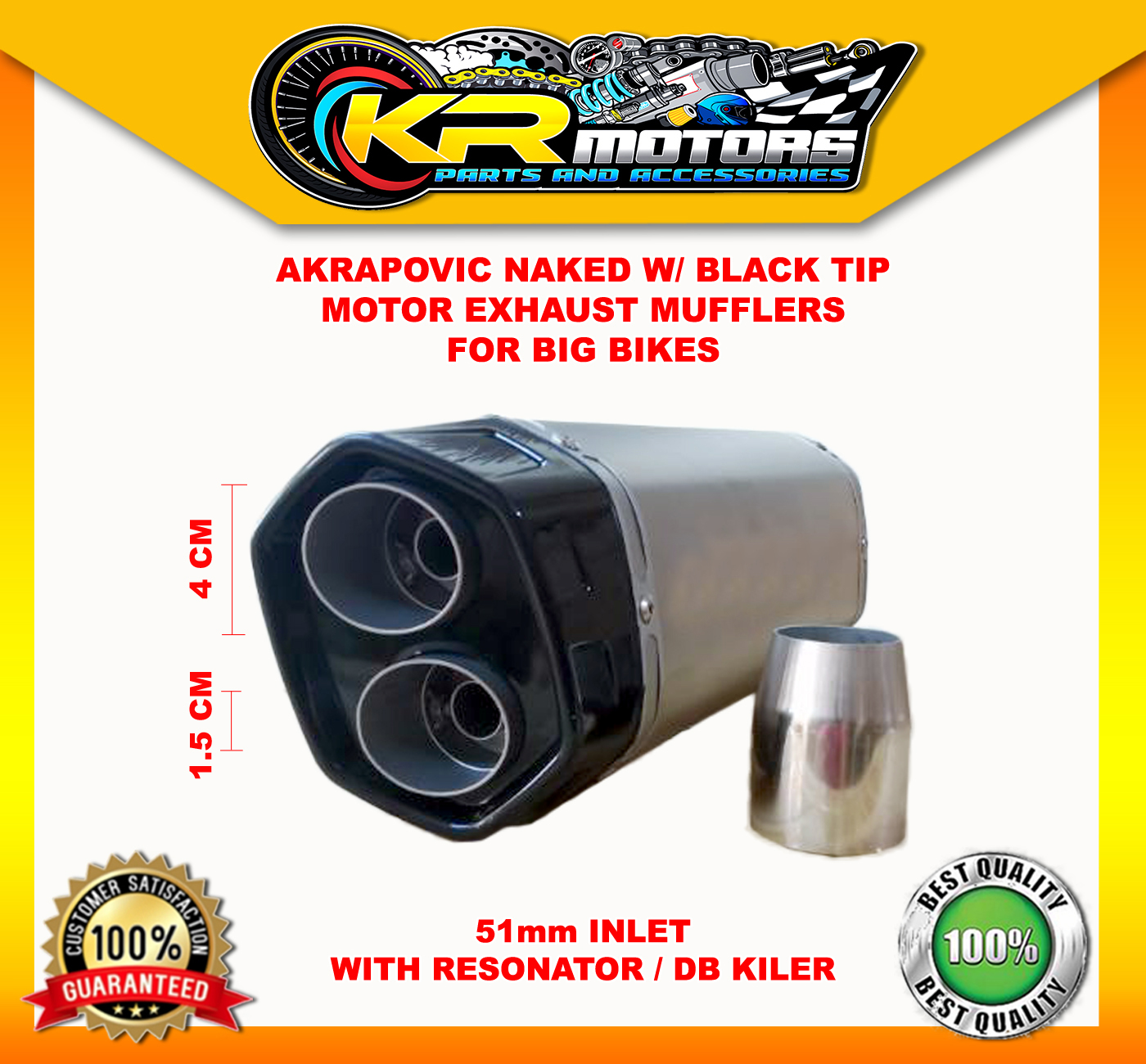 Akrapovic Naked W Black Tip Dual Hole Exhaust Muffler For Ninja Cbr R Rc Z