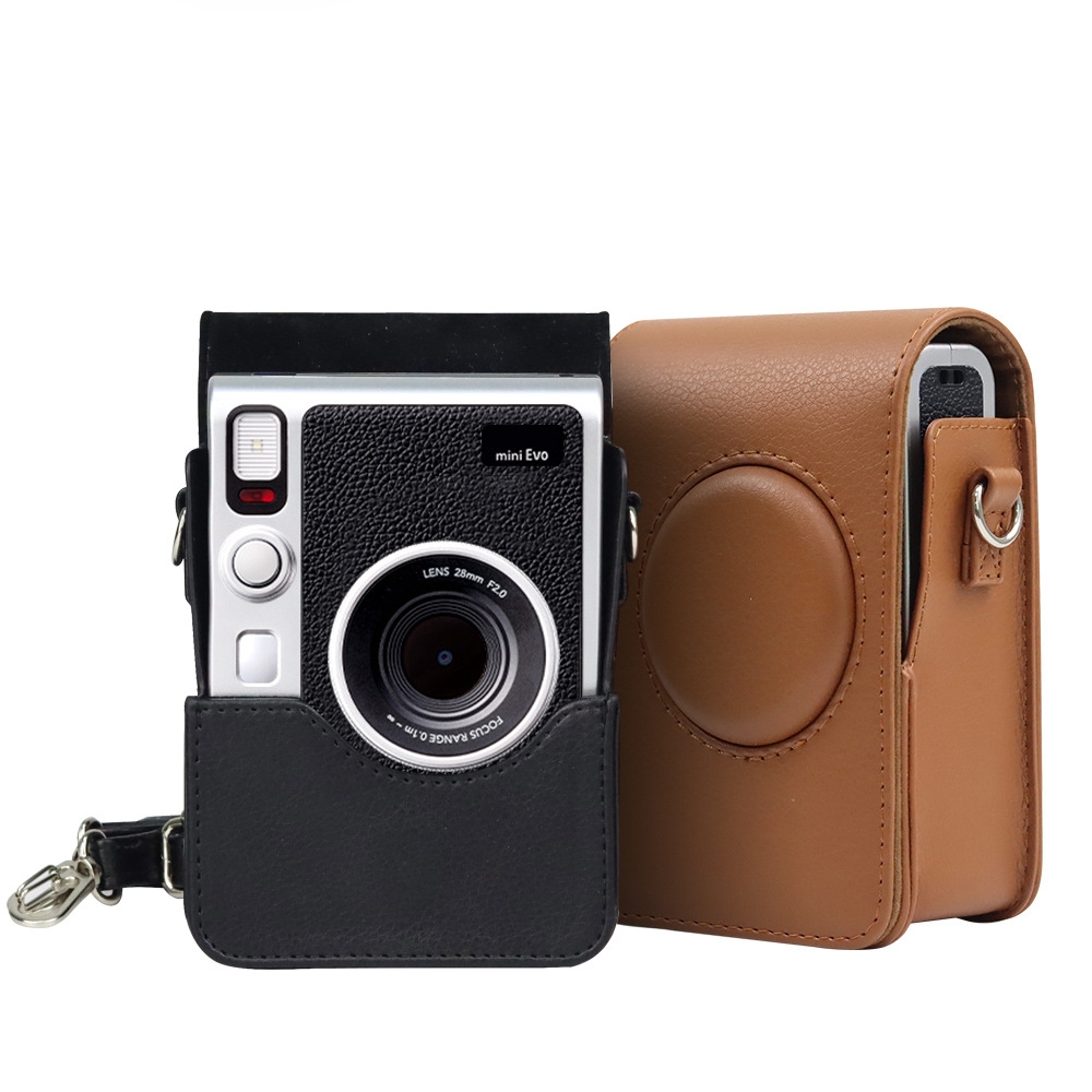 Retro mềm mini vỏ bằng da PU Vỏ Bao máy ảnh với dây đeo vai cho instax mini EVO trường hợp máy ảnh
