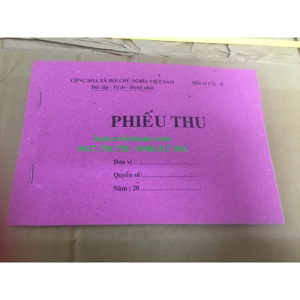 Phiếu thu 1 liên a5 bãi bằng