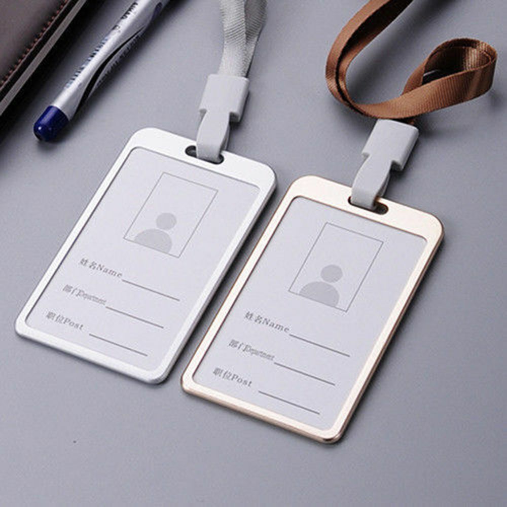 Alloy Employee Name Company Certificate Cover Security Business ID Card Holder Pass Tag Work Badge with Lanyard