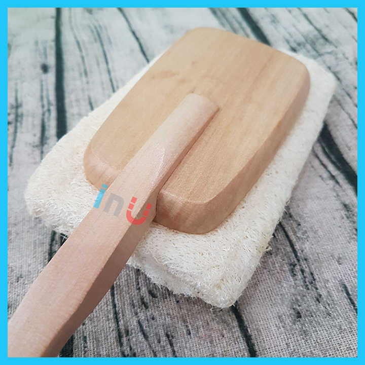 HCM - Cây chà lưng xơ mướp 40cm có thể tháo đầu chải dùng làm bông tắm toàn thân