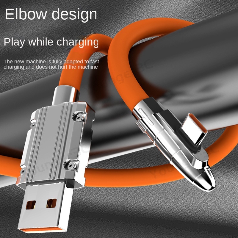 ♥COD♥ Cáp dữ liệu khuỷu tay Silicone lỏng 6A 120W Cáp sạc siêu nhanh Cáp dữ liệu cổng Micro USB Cáp dữ liệu sạc nhanh cho trò chơi