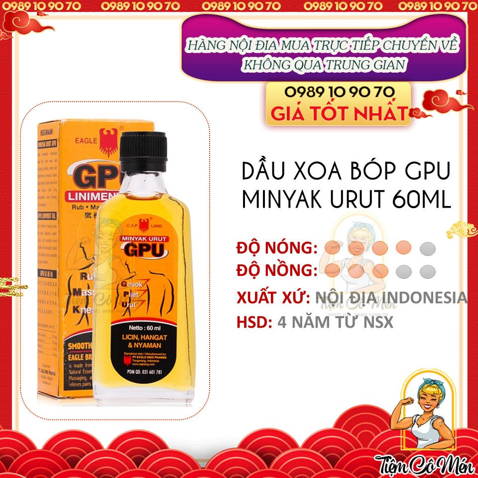 Dầu xoa bóp minyak urut gpu 60ml chính hãng