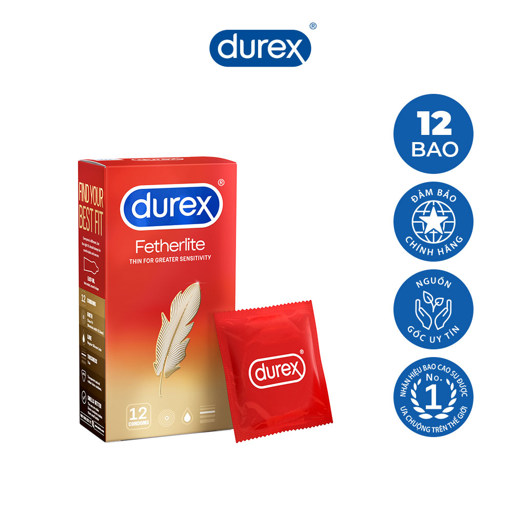 [GIẢM 5% ĐƠN 129K]Bao Cao Su Durex Fetherlite  Condoms [ Hộp12 Bao]  (Che tên sản phẩm khi giao hàng)
