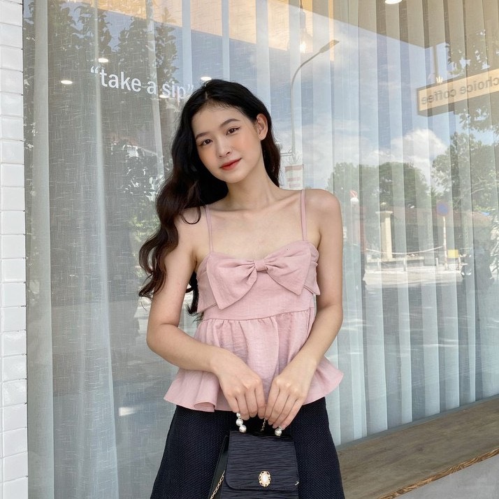 YU CHERRY | Áo nữ Linen Cami Bow Top YA382