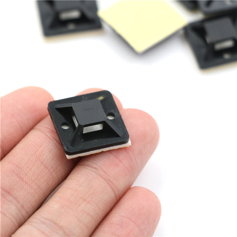 100 Pcs Self Adhesive Cable Tie Mount Base Holder 20 x 20 x 6mm.
