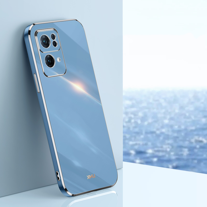 PlusCase for OPPO Reno7 Pro 5G 6D Plating Soft Case Lens Protector Square Frame Silicone Glossy Shockproof Phone Back Cover