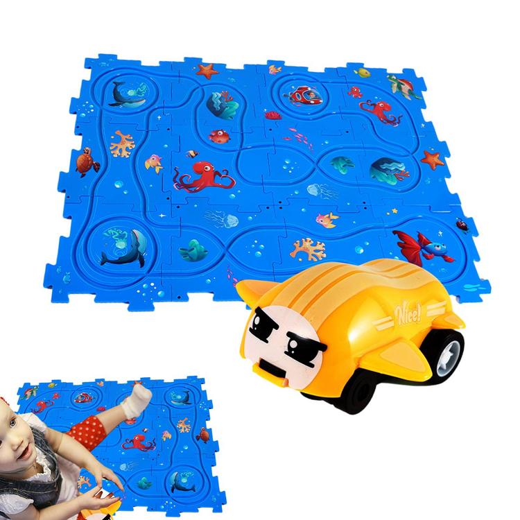 Puzzle car track playset diy assembling rail play set for children battery - ảnh sản phẩm 10