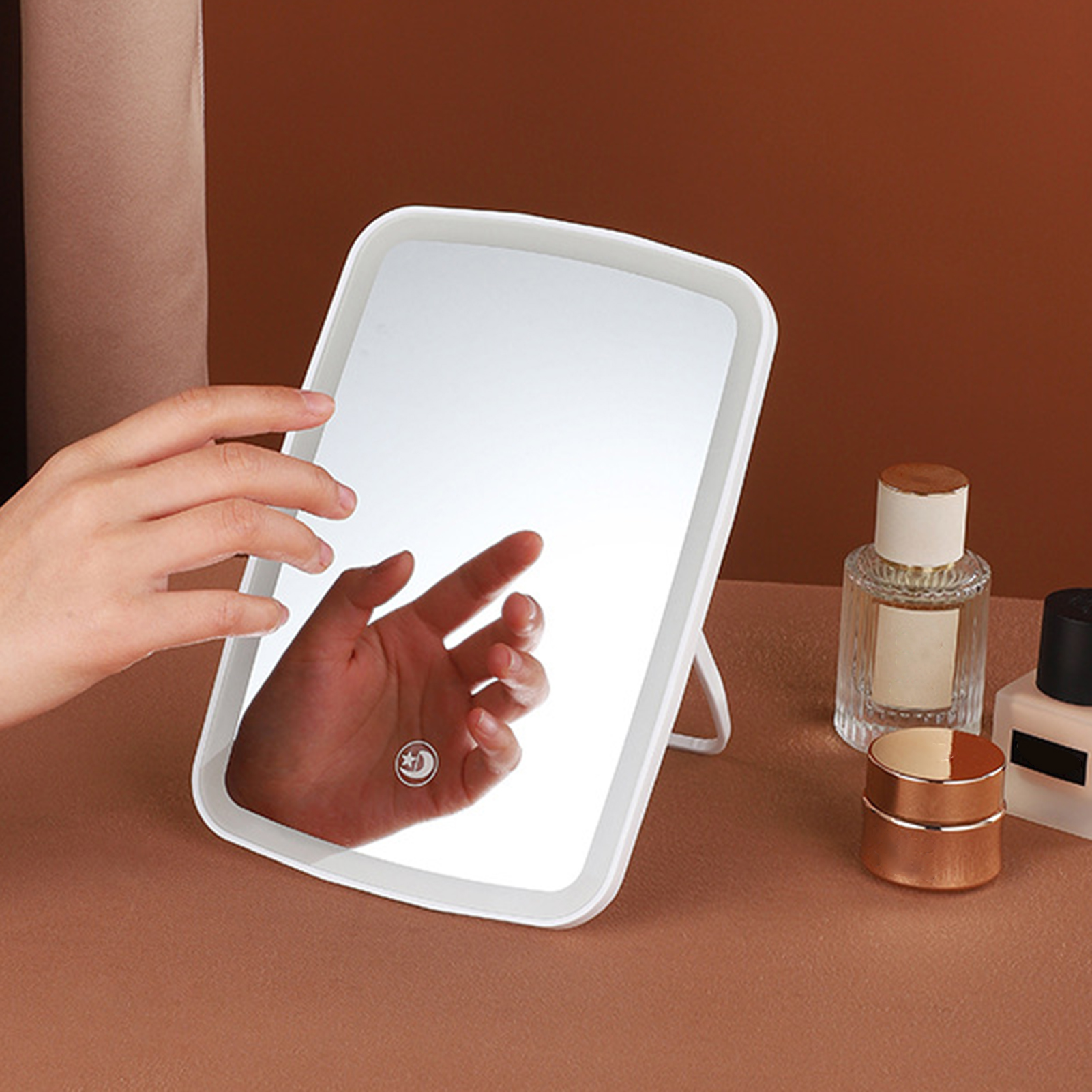 SGHI Vanity Mirror with Three Light Modes Led Lighted Vanity Mirror Portable Led Makeup Mirror with Touch Screen Controls Rechargeable Foldable 3 Light Modes Perfect