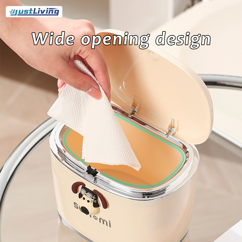 Justliving 1 cái thùng Thùng rác để bàn mini Thùng rác nhỏ bảng văn phòng ubbish bin nhỏ với vỏ bọc nắp ép Thùng Lưu Trữ Mini rác nhựa vệ sinh máy tính để bàn văn phòng phẩm