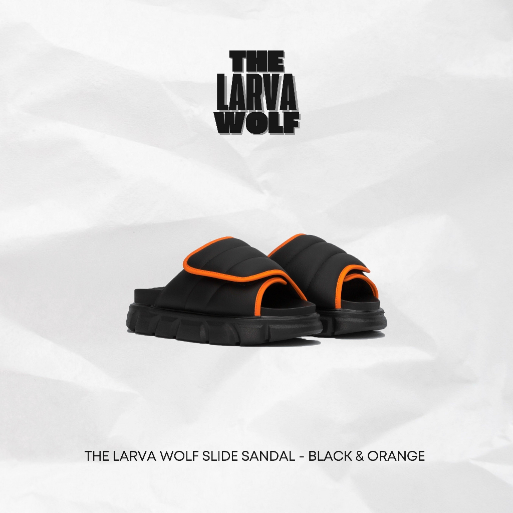 Argarg dép nam nữ the larva wolf slide sandal - black & orange ggsdew