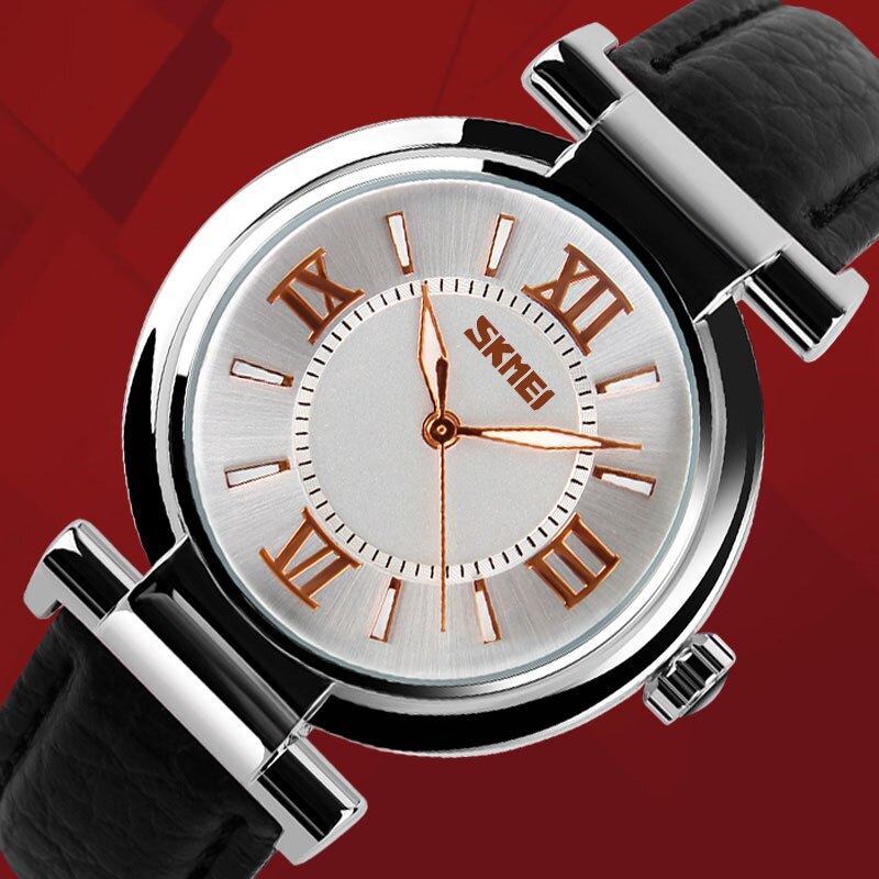 Đồng hồ nữ dây da Skmei 9075 (Đen)