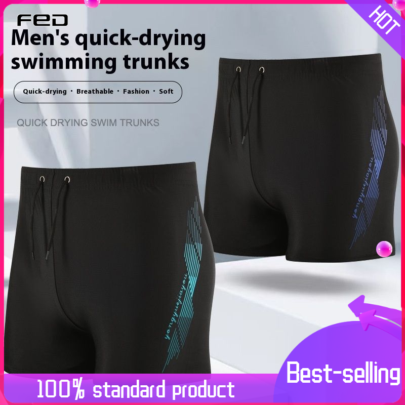 FED Men's Swimming Trunks, plus Size Loose Professional Quick-Drying Boxer Beach Pants