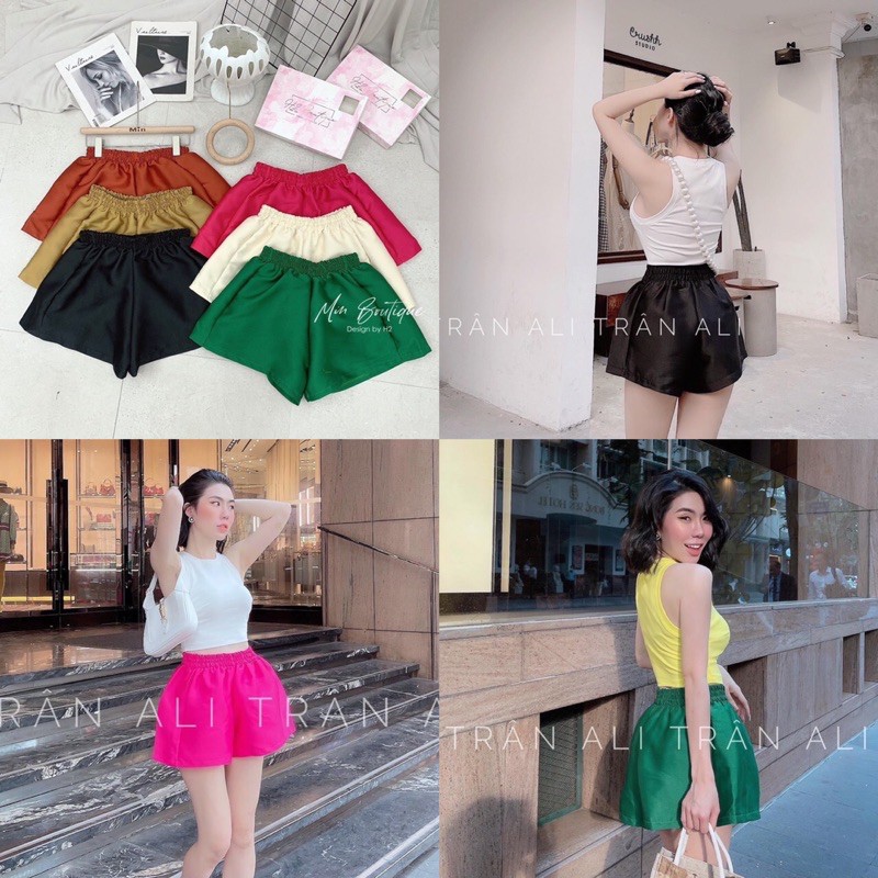 Quần đùi TACTA nữ phồng trơn, cạp chun co dãn