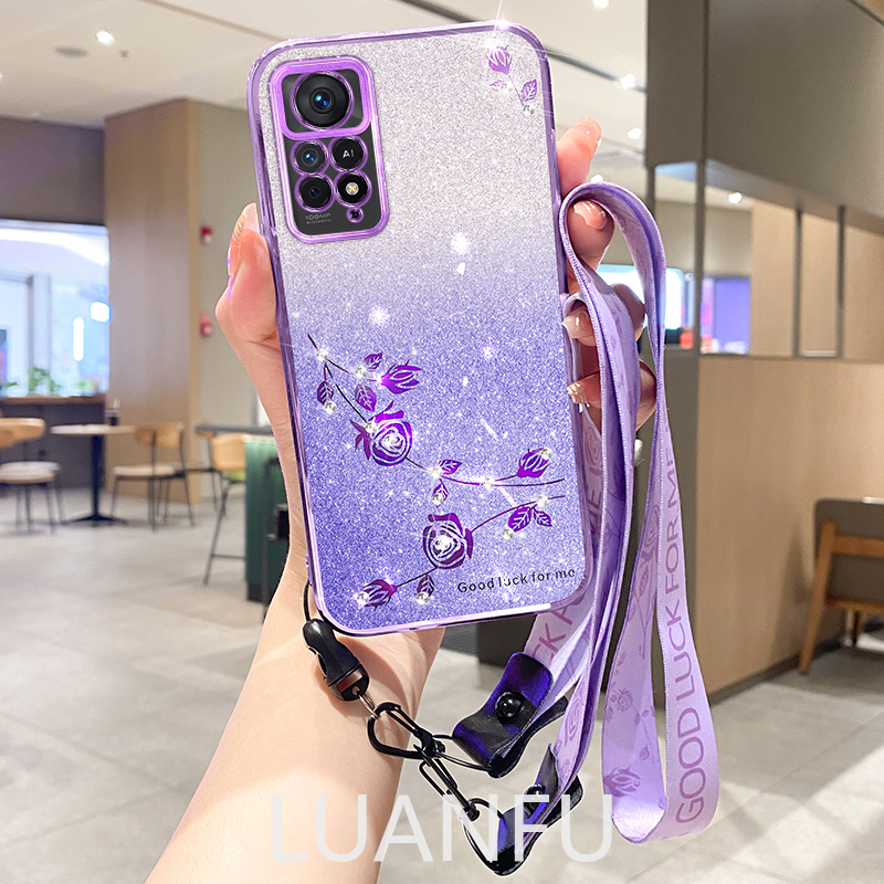 Ốp cho Redmi Note 12 Pro 4G / Note 11 Pro / Note 11 Pro + Ốp Ốp điện thoại chống sốc hoa hồng giả kim cương nhỏ sáng bóng