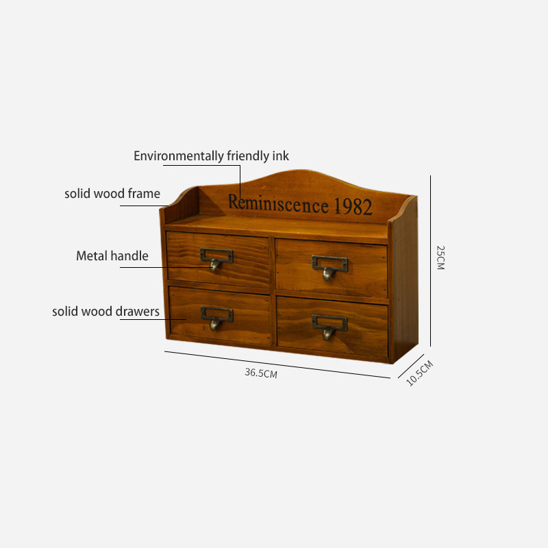 Solid wood Nordic style storage box Home entry storage rack Wholesale retro desktop storage box with drawer
