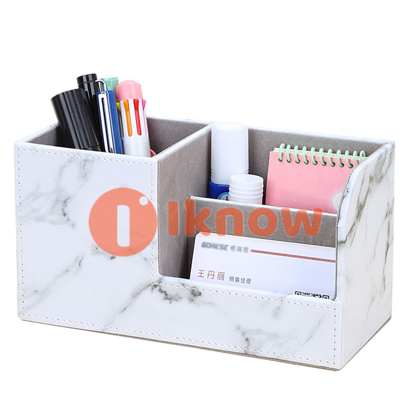 Hộp Sắp Xếp Để Bàn Đa Năng Bằng Da PU Hộp Đựng Bút Chì Hộp Đựng Danh Thiếp Giá Đỡ Điện Thoại Di Động/Điều Khiển Từ Xa Đồ Dùng Văn Phòng