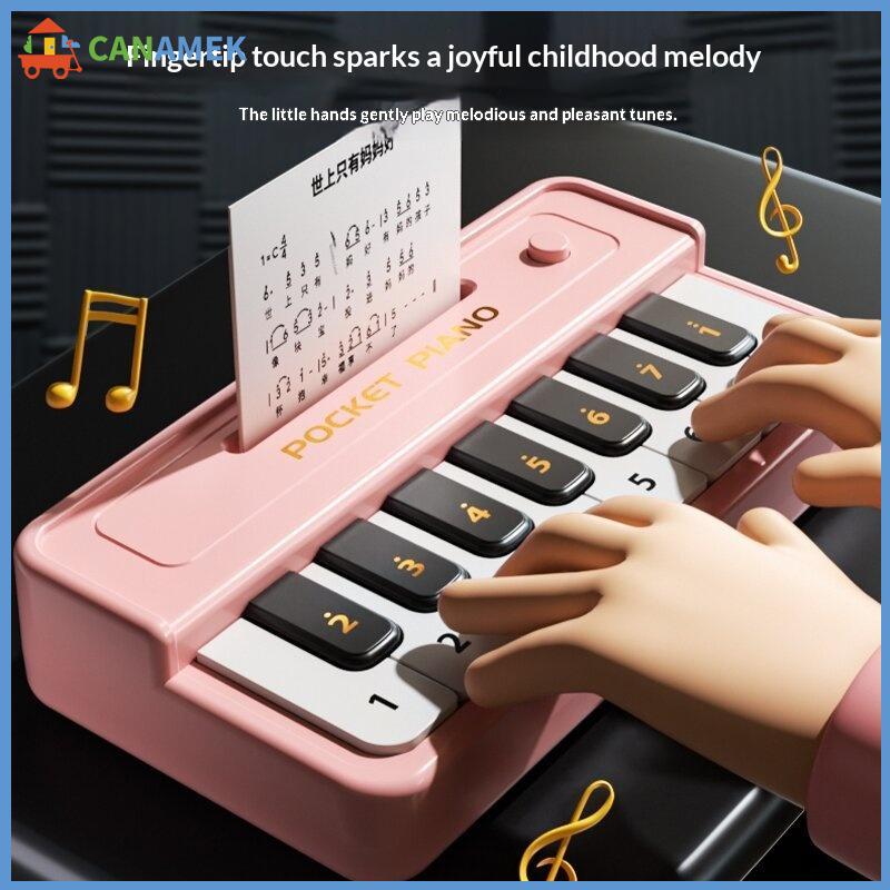 CANAMEK 1 bộ trẻ em Mini Đàn piano điện tử cầm tay 15 phím Bàn phím kỹ thuật số trẻ em nhạc cụ Đồ chơi giáo dục cho bé Quà Tặng