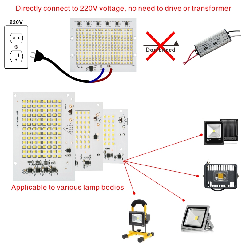 Smd 2835 Led Chip 100w 50w 30w 20w 10w Flood Beads Ac 220v-240v Led ...