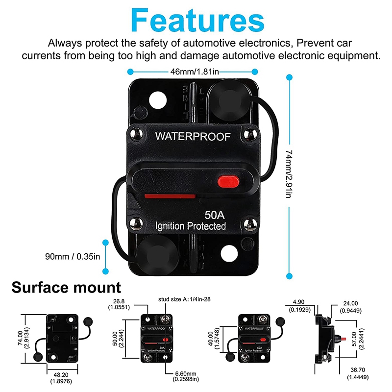 200 Amp DC Circuit Breaker - 12-48V Waterproof IP65