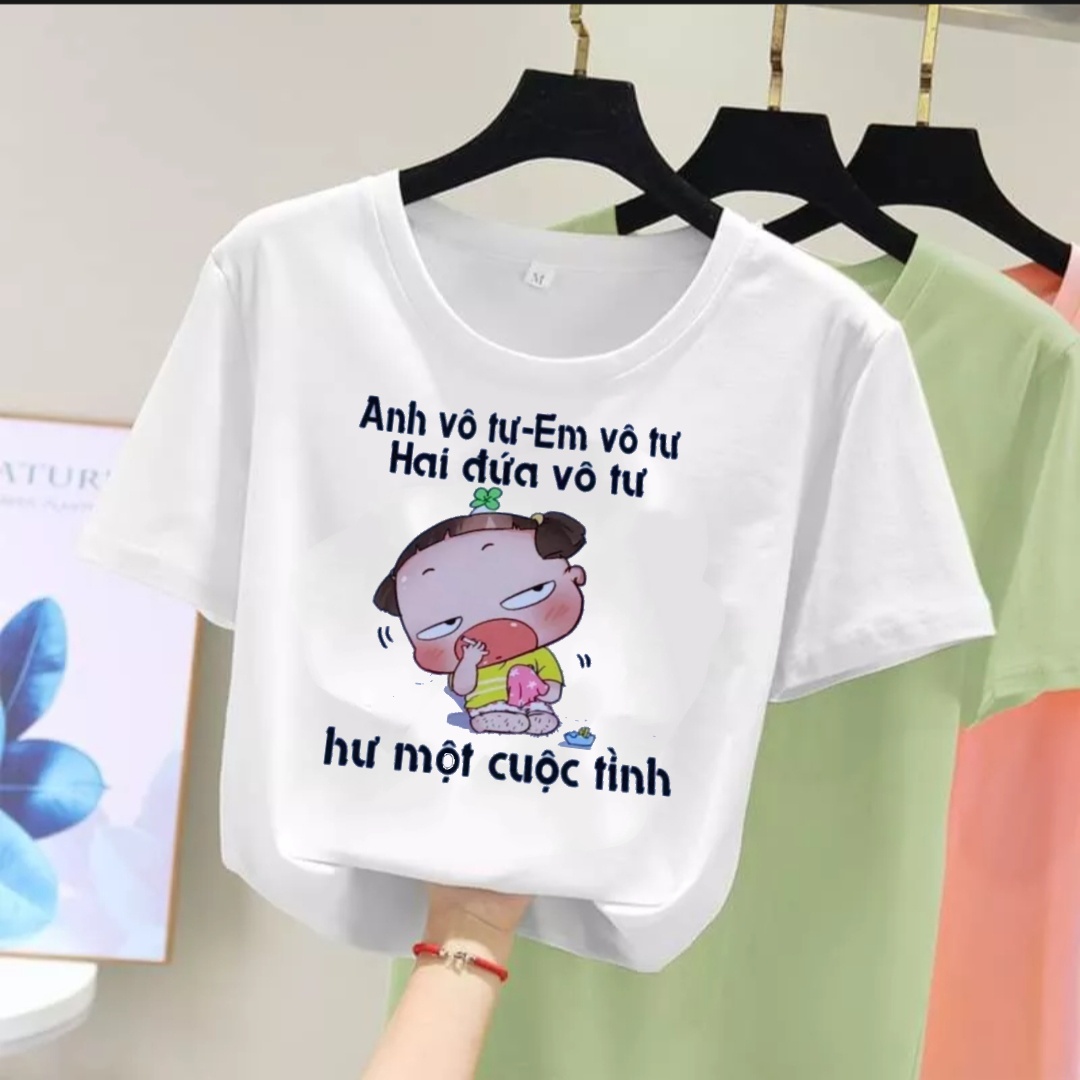 [HCM]áo thun form rộng nam nữ anh vô tư em vô tư ... (hình thật)