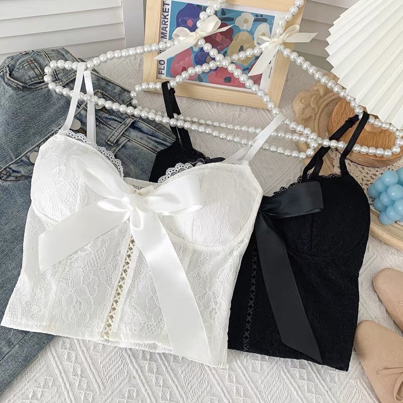 Áo bra 2 dây có mút ngực kèm nơ điệu đà