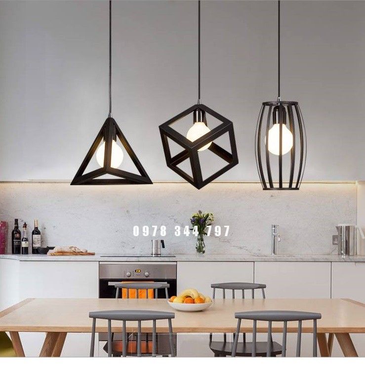 Đèn thả trang trí: Bộ ba đèn thả hình học ( Đã kèm bóng LED 5W )