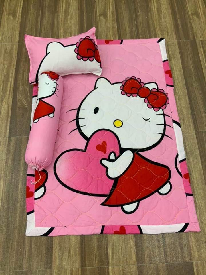 Set 5 món Bộ Chăn Gối Cho Bé Mẫu Hello Kitty Màu Hồng - Có bán lẻ gối ôm, chăn, gối nằm, vỏ gối