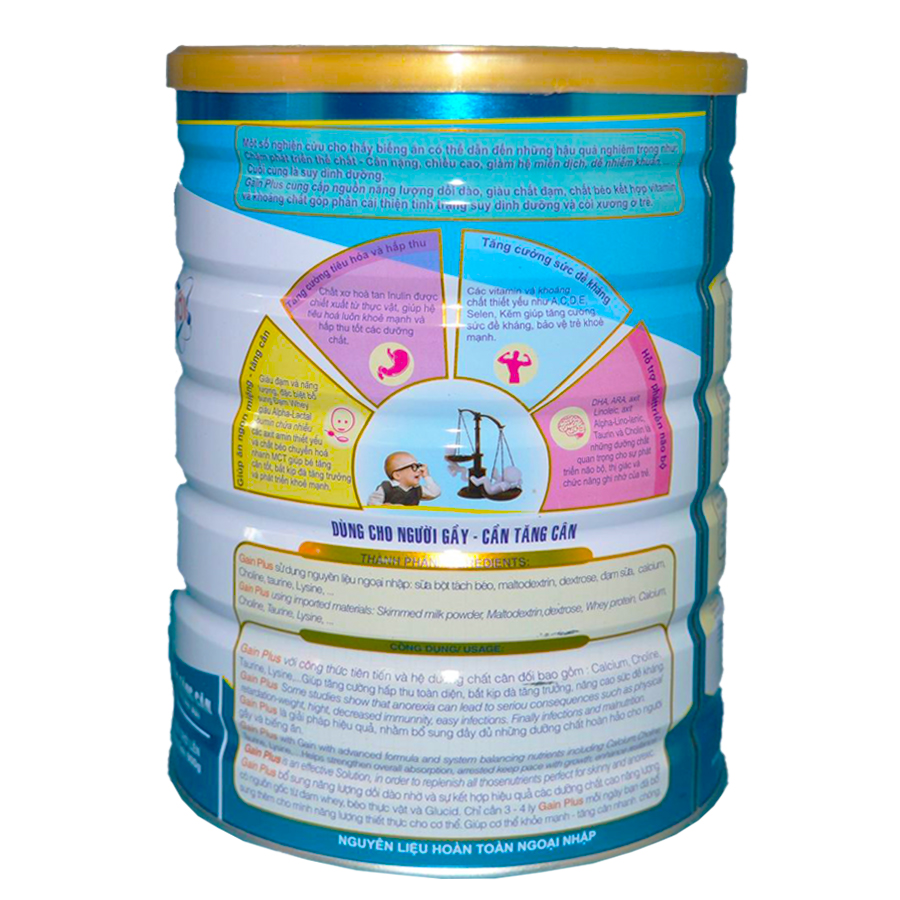 Sữa bột GAIN PLUS dùng cho người gầy NUTRI PLUS 900G