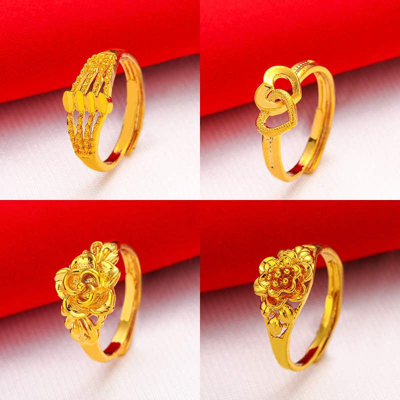 Gold%20Plated%20Women's%20Open%20Adjustable%20Ring%20Lucky%20Transfer%20Flower%20Finger%20Ring%20For%20Women%20Wedding%20Bride%20Jewelry%20Accessories%20-%20Image%204