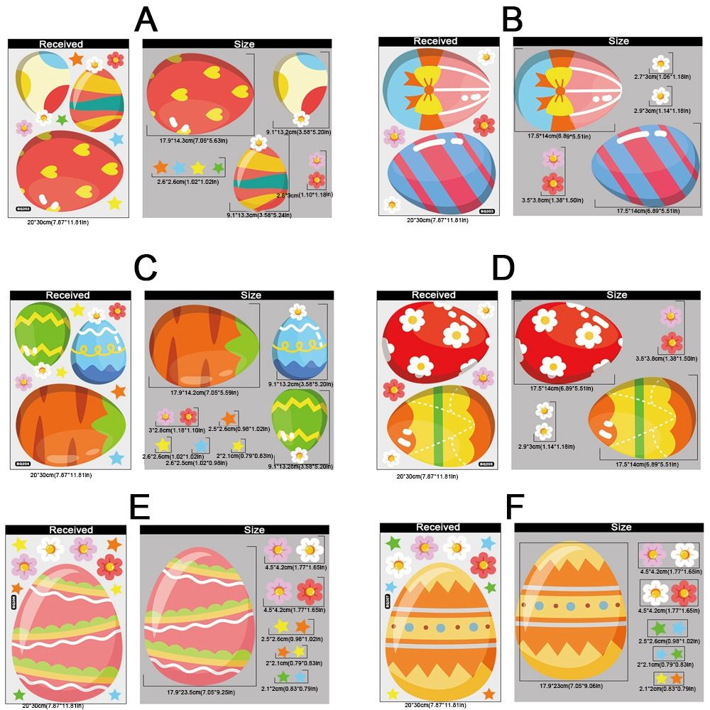 HIROCHAO Plastic Cartoon Easter Egg Window Stickers Static Decorative Easter Window Door Stickers Creative Colorful Carrot Egg Wall Sticker Home