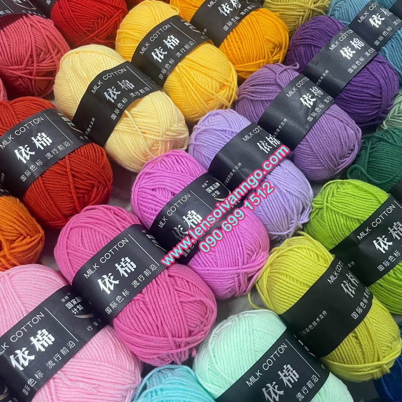 Len Milk Cotton mác đen (cuộn 50gr) (Bảng màu 1)