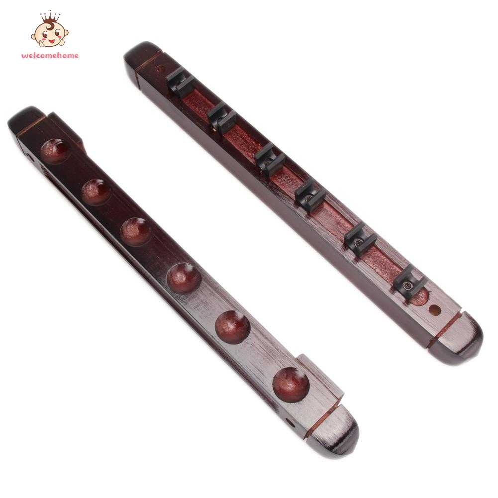6 Cue Sticks Solid Wood Rack Holder Billiard Pool Snooker Table Wall Mount Hanging